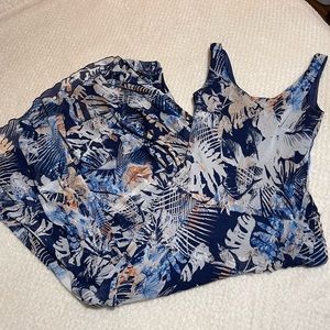 Nine West navy tropical print maxi dress